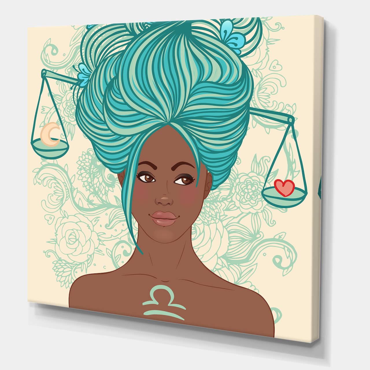 Designart - Portrait of African American Woman With Blue Hair I - Modern Canvas Wall Art Print